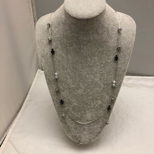 Dual Layer Iridescent Beaded Necklace